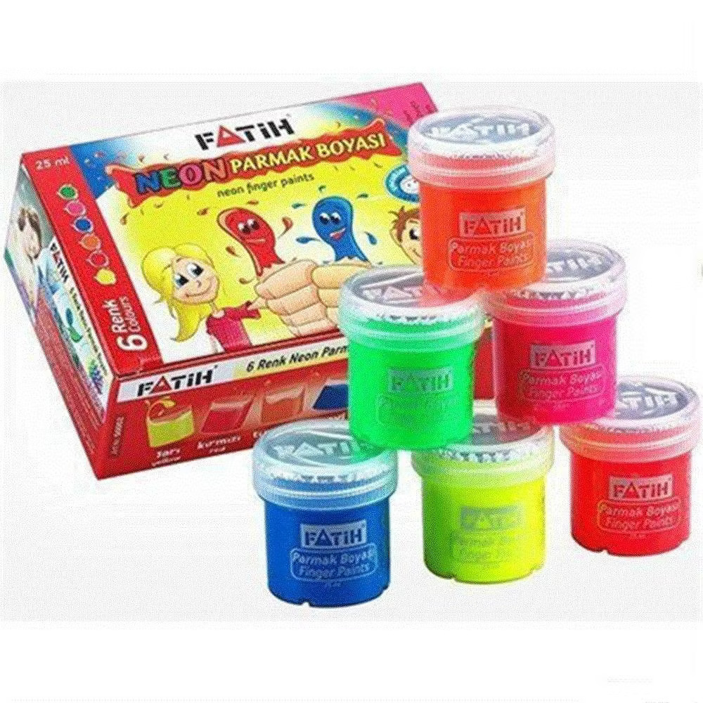 6 Renk Neon Parmak Boya