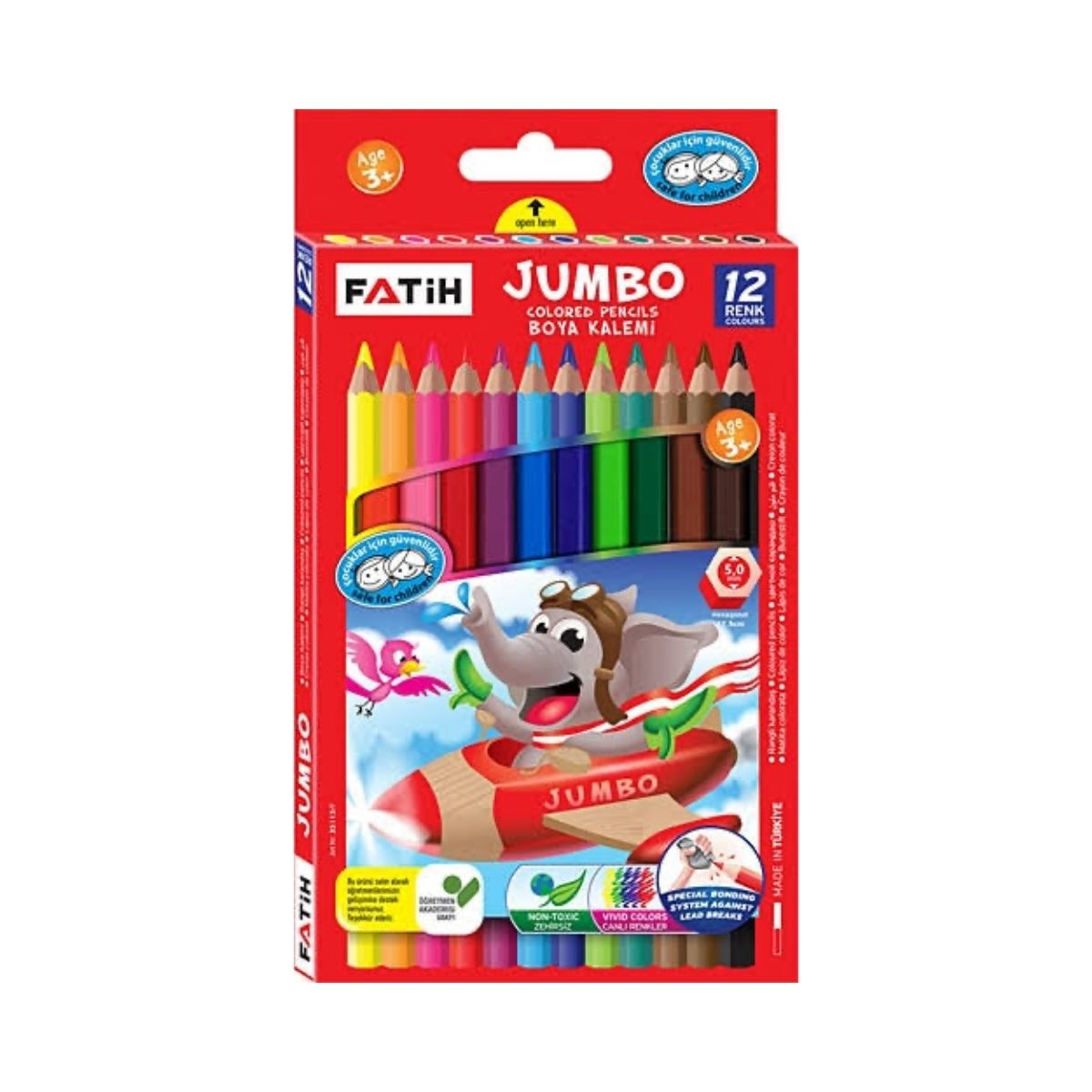 12 Renk Jumbo Altıgen Kuru Boya