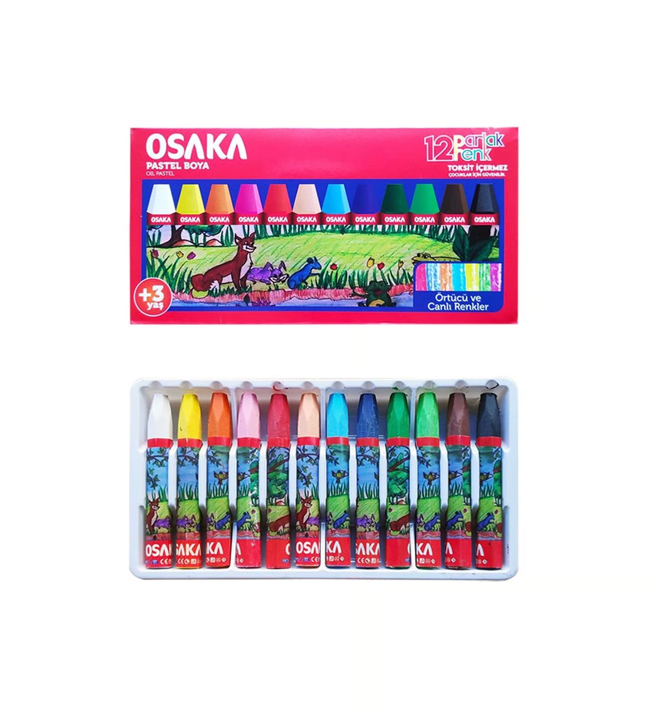 12 Renk Pastel Boya
