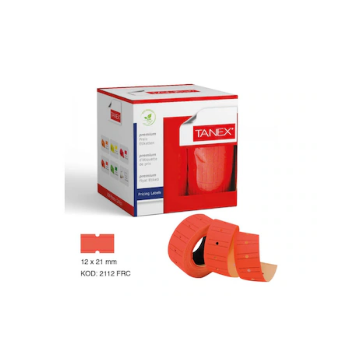 TANEX 12X21 MM Çizgili Kırmızı Fiyat Etiketi