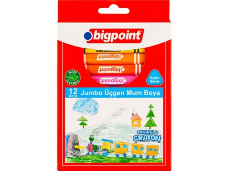 Bigpoint 12 Renk Üçgen Mum Boya
