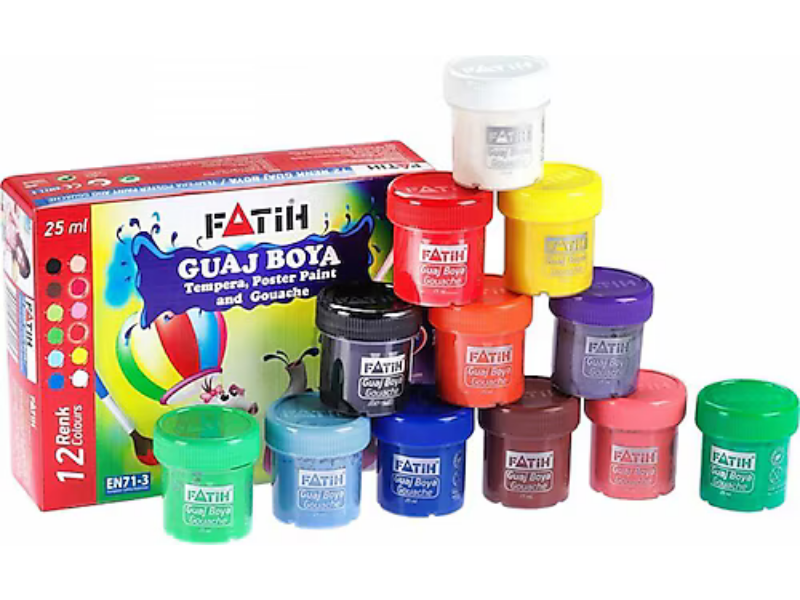 Fatih 12 Renk Şişe Guaj Boya