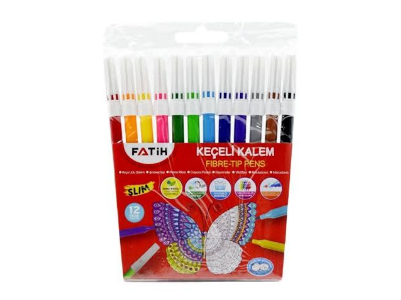 Fatih 12 Renk Slim Keçeli Kalem