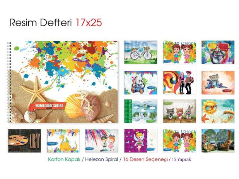 Mcolor 17x25 Spiralli Resim Defteri 15 Yaprak
