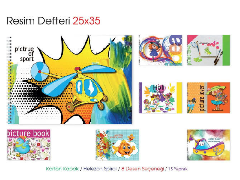 Mcolor 25x35 Spiralli Resim Defteri 15 Yaprak