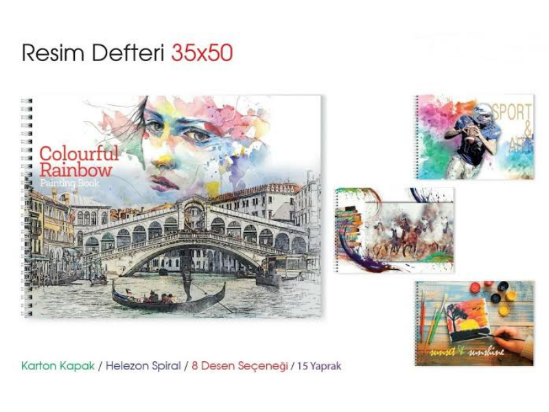 Mcolor 35x50 Spiralli Resim Defteri 15 Yaprak