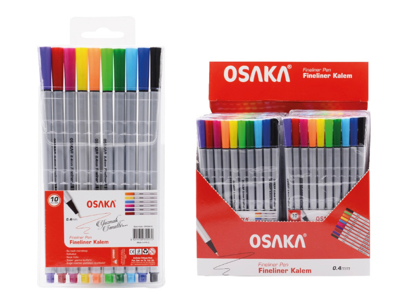 Osaka 10 Renk Fineliner Kalem 0.4mm