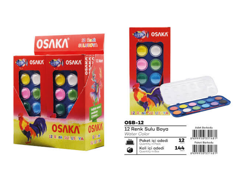 Osaka 12 Renk Sulu Boya