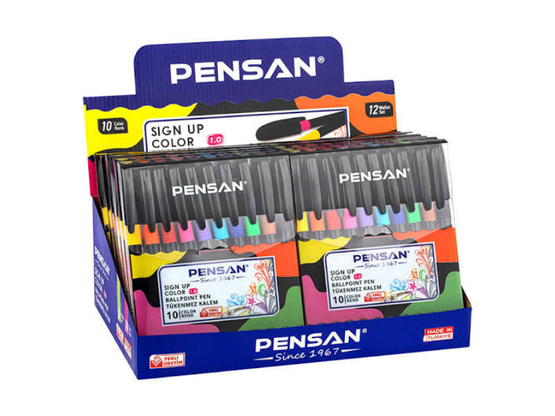 Pensan Sign-Up 10 Renk Tükenmez Kalem 1mm