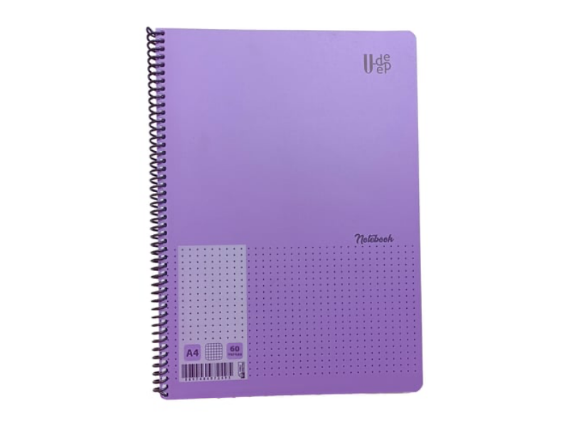 U-deep 60 Yaprak A4 Metod Plastik Kapak Spiralli Çizgili / Kareli Defter