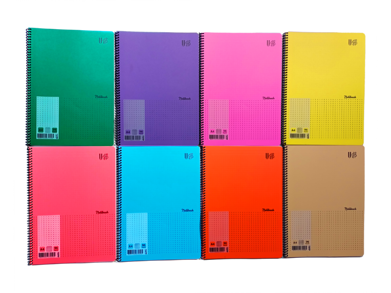 U-deep 96 Yaprak A4 Metod Plastik Kapak Spiralli Çizgili / Kareli Defter
